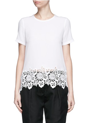Main View - Click To Enlarge - EQUIPMENT - 'Riley' floral lace hem silk T-shirt