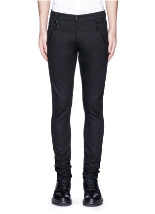 Main View - Click To Enlarge - ALEXANDER MCQUEEN - Leather pocket denim pants
