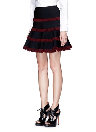 Front View - Click To Enlarge - ALAÏA - 'Frise' stripe knit flared skirt