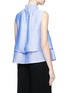 Back View - Click To Enlarge - CO - Ruffle neck layered chambray sleeveless top