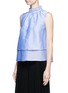 Front View - Click To Enlarge - CO - Ruffle neck layered chambray sleeveless top