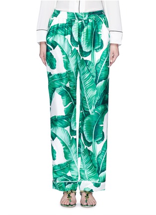 Main View - Click To Enlarge - - - Banana leaf print silk pyjama pants