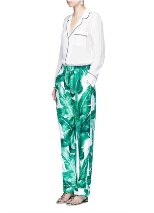 Figure View - Click To Enlarge - - - Banana leaf print silk pyjama pants