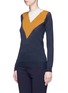 Front View - Click To Enlarge - STELLA MCCARTNEY - Football stripe virgin wool-silk sweater