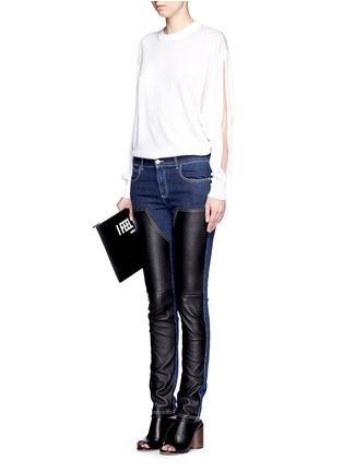 Figure View - Click To Enlarge - GIVENCHY - Leather patch denim jeans