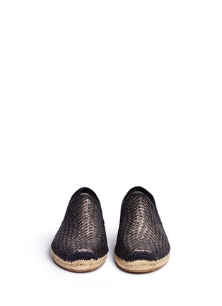 Front View - Click To Enlarge - UGG - 'Sandrinne' metallic basketweave leather espadrille slip-ons