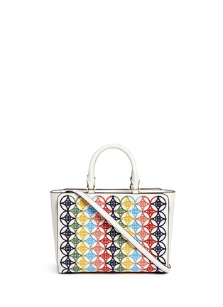 Main View - Click To Enlarge - TORY BURCH - 'Robinson' small embroidered saffiano leather tote