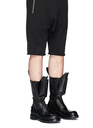 Figure View - Click To Enlarge - RICK OWENS  - Lace-up leather boots