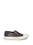 Main View - Click To Enlarge - RICK OWENS  - Colourblock leather slip-on boat sneakers