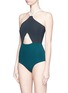 Figure View - Click To Enlarge - FLAGPOLE SWIM - 'Warren' cutout colourblock halterneck swimsuit