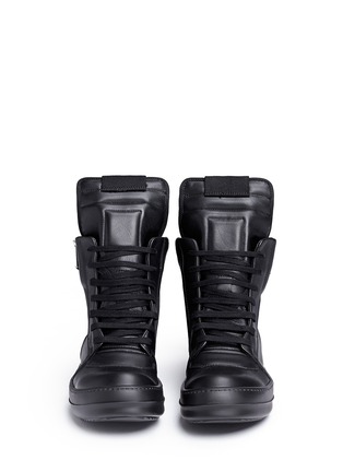 Front View - Click To Enlarge - RICK OWENS  - 'Geobasket' leather high top sneakers
