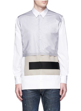 Main View - Click To Enlarge - 71465 - Contrast neoprene overlay cotton poplin shirt