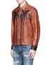 Front View - Click To Enlarge - 71465 - Palm tree appliqué sheepskin leather bomber jacket