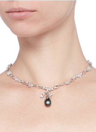 Detail View - Click To Enlarge - HETING - 'Dewdrop' pearl flower bud sapphire 18k white gold necklace