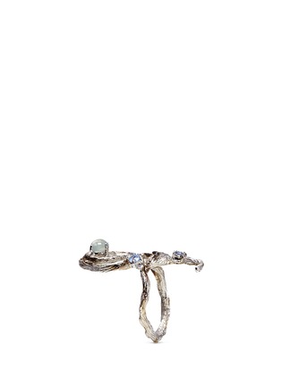 Detail View - Click To Enlarge - HETING - 'Dewdrop' icy jade sapphire 18k white gold twig ring