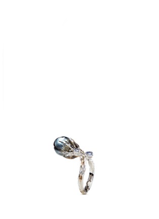 Detail View - Click To Enlarge - HETING - 'Dewdrop' pearl flower bud sapphire 18k white gold ring