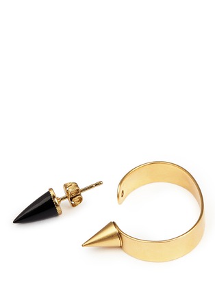 Detail View - Click To Enlarge - ELA STONE - 'Marla' onyx stud hoop earrings