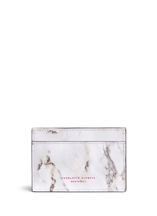 Figure View - Click To Enlarge - CHARLOTTE OLYMPIA - 'Feline' cat face marble print leather card holder