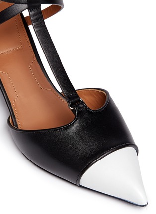 Detail View - Click To Enlarge - GIVENCHY - Screw heel contrast toe leather strap pumps
