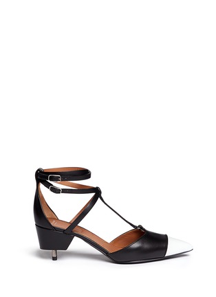 Main View - Click To Enlarge - GIVENCHY - Screw heel contrast toe leather strap pumps