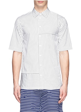 Main View - Click To Enlarge - MARNI - Contrast stripe panel cotton poplin shirt
