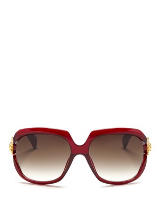 Main View - Click To Enlarge - ALEXANDER MCQUEEN - Sunray skull suspended lens acetate sunglasses