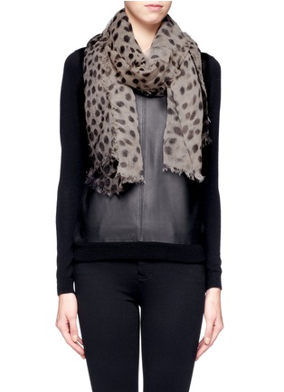 Figure View - Click To Enlarge - FRANCO FERRARI - Ombré leopard print wool-cashmere scarf