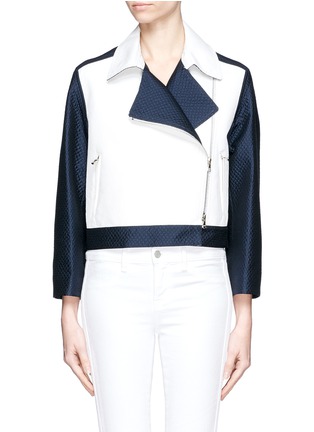 Main View - Click To Enlarge - 3.1 PHILLIP LIM - Leather front textured cotton-blend biker jacket