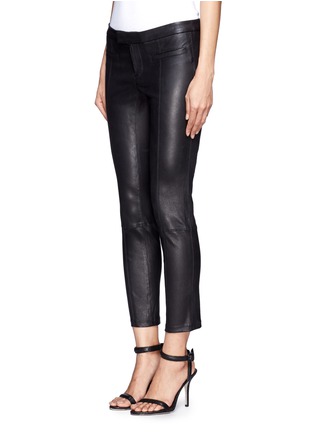 Front View - Click To Enlarge - HELMUT LANG - Cropped stretchy leather leggings