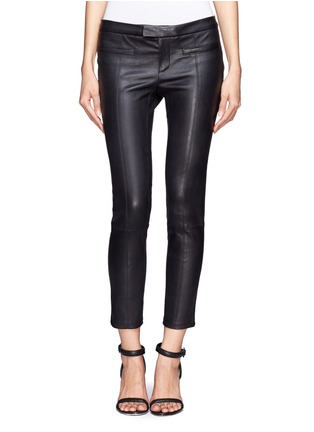 Main View - Click To Enlarge - HELMUT LANG - Cropped stretchy leather leggings