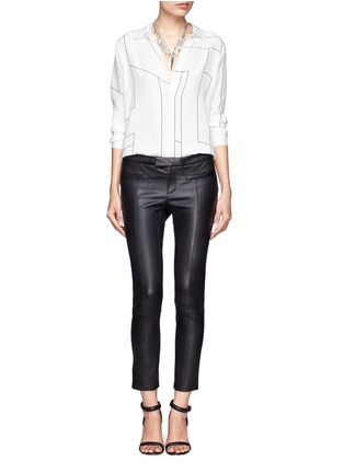 Figure View - Click To Enlarge - HELMUT LANG - Cropped stretchy leather leggings