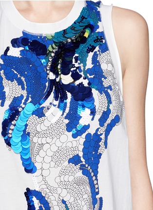 Detail View - Click To Enlarge - 3.1 PHILLIP LIM - Sequins embellished sheer back sleeveless T-shirt