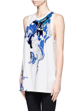 Front View - Click To Enlarge - 3.1 PHILLIP LIM - Sequins embellished sheer back sleeveless T-shirt