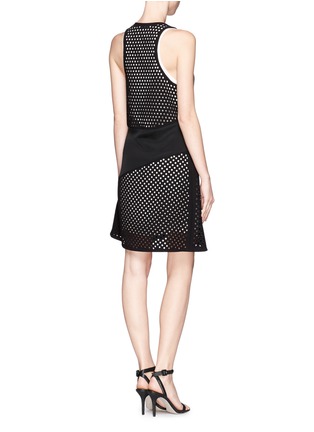 Back View - Click To Enlarge - 3.1 PHILLIP LIM - Gathered front laser cut polka dot dress