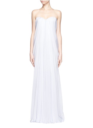 Main View - Click To Enlarge - ALEXANDER MCQUEEN - Pleated silk strapless gown