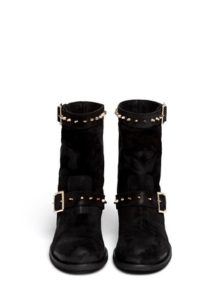 Figure View - Click To Enlarge - JIMMY CHOO - 'Dash' stud coated suede biker boots