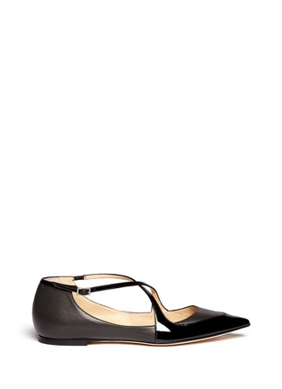 Main View - Click To Enlarge - JIMMY CHOO - 'Gamble' cross strap leather flats