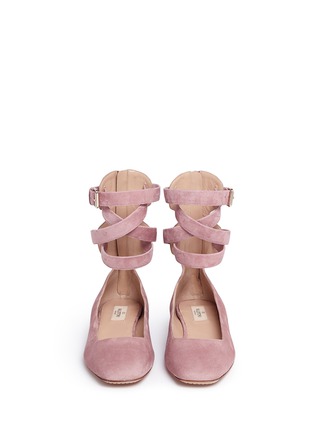 Front View - Click To Enlarge - VALENTINO GARAVANI - Ankle strap suede flats