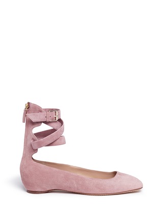 Main View - Click To Enlarge - VALENTINO GARAVANI - Ankle strap suede flats