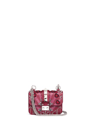 Main View - Click To Enlarge - VALENTINO GARAVANI - 'Rockstud Lock' mini Love Blade embellished shoulder bag