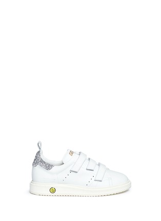 Main View - Click To Enlarge - GOLDEN GOOSE - 'Smash' glitter collar leather kids sneakers