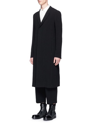Front View - Click To Enlarge - THE VIRIDI-ANNE - Peaked lapel long cotton coat