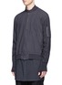 Front View - Click To Enlarge - THE VIRIDI-ANNE - Ruched sleeve gauze bomber jacket