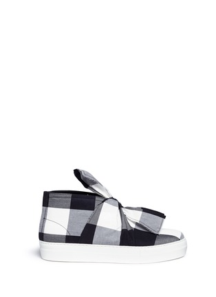 Main View - Click To Enlarge - PORTS 1961 - Knot vamp gingham check platform sneakers