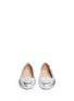 Front View - Click To Enlarge - TORY BURCH - 'Minnie Travel' metallic leather ballet flats
