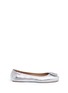 Main View - Click To Enlarge - TORY BURCH - 'Minnie Travel' metallic leather ballet flats
