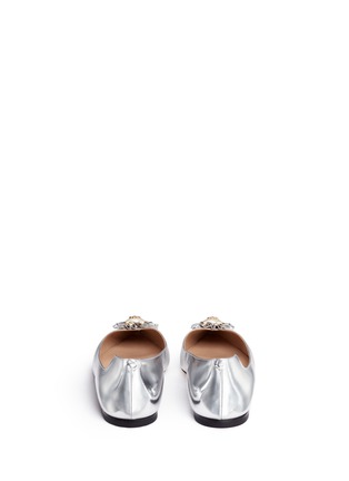 Back View - Click To Enlarge - TORY BURCH - 'Melody' logo pearl metallic leather skimmer flats