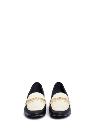 Front View - Click To Enlarge - TORY BURCH - 'Gemini Link' chain colourblock leather loafers