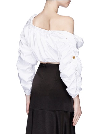 Back View - Click To Enlarge - ELLERY - 'Third Degrees' asymmetric off-shoulder ruffle cropped top