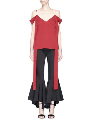 Main View - Click To Enlarge - ELLERY - 'Teenage Doll' cold shoulder sleeve tie silk camisole